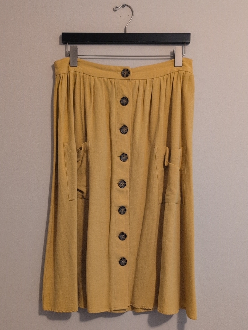Mustard Button-Front Women's Set